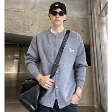 秋季纯色复古宽松休闲百搭针织衫开衫毛衣外套男28501-P65，男装针织衫/毛衣，电商C307