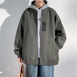 JK751 P68港风二开宽松棒球服夹克百搭落肩简约上衣外套图片