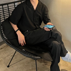 816B-CS021-P45短袖简约衬衫韩宽松慵懒落肩男轻熟风，男装衬衫，星座816B