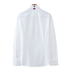 男士休闲弹力时尚高品质男肩章休闲白衬衫衬衣两色228-1012-P45，男装衬衫，星座228