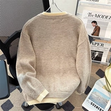 假两件针织外套男纽扣开衫毛衣宽松百搭上衣6614P63，男装针织衫/毛衣，星座410-2