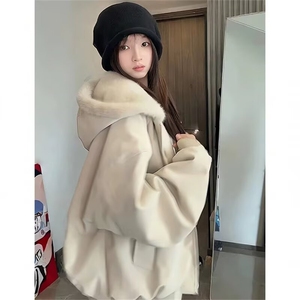美式复古高级感重磅仿兔毛连帽座山雕棉服冬季棉衣外套LJG033-P90图片