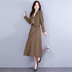 小西装套裙女秋2025春秋季新款气质修身显瘦百搭潮流连衣裙两件套，女装套装/套裙，卡杰菲