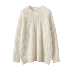 2025中长款大绞花针织衫百搭时尚，女装针织衫/毛衣，艾森羊绒