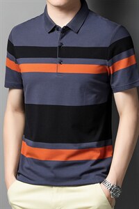 2023夏季男士t恤短袖中年冰丝翻领夏季男装Polo衫半袖纯色上衣图片