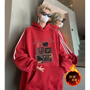 抖音得物供货 提供视频 秋冬重磅美式宽松织带连帽卫衣0487图片