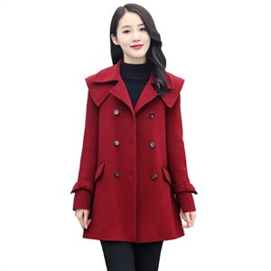 双排扣毛呢外套女中长款2024秋冬装新款女装韩版时尚气质呢大衣，女装毛呢外套，慧尚依恋