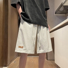 泡泡纱短裤男夏季潮牌美式速干沙滩裤冰丝休闲五分裤宽松百搭裤子，男装休闲裤，星座506A