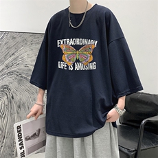 冰丝七分袖t恤男大码五分袖男短袖男中袖Q11366-P30，男装T恤，电商A040