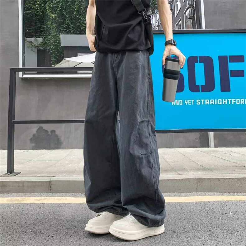 美式阔腿牛仔工装裤牛仔裤男女秋季新款高腰宽松百搭休闲直筒裤,男装牛仔裤,四季星座505