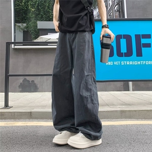 美式阔腿牛仔工装裤牛仔裤男女秋季新款高腰宽松百搭休闲直筒裤图片