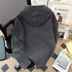 连帽套头毛衣时尚宽松针织打底衫毛线衣男士外穿高级感6511P63,麦德龙网站分享穿搭图片