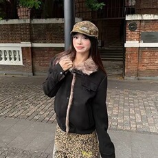 麂皮绒外套女2025年秋季新款美式复古设计感小众宽松休闲百搭上衣，女装短外套，星座506A