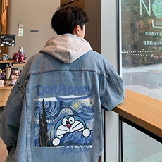 潮流印花牛仔外套男春季美式高街痞帅炸街夹克宽松上衣JK1046-P88，男装夹克，星座1103-3