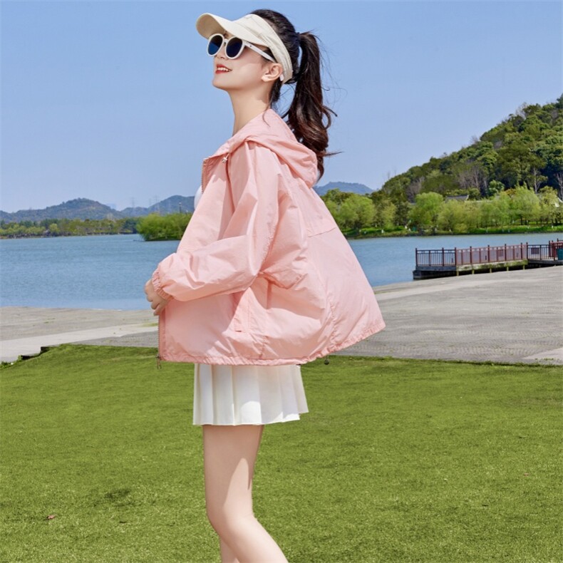 白色短款防晒衣女2025夏季新款海边旅游百搭薄款透气防晒服外套,女装防晒衣,蝶眷