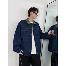 牛仔外套男蓝色翻领夹克男士潮胖子加肥加大大码男装JKC2608，男装工装外套，星座516A