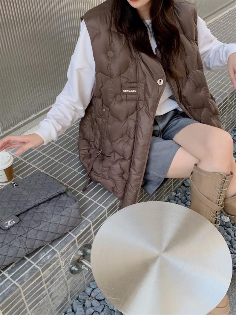 羽绒马甲女2022秋冬新款加厚保暖连帽马夹外穿坎肩，女装马甲，川哲