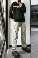 B221美式ins高街暗黑小众个性款拉链直筒牛仔裤LK23042-P65控88，男装牛仔裤，电商B221