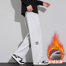 秋冬运动裤男阔腿卫裤宽松休闲长裤直筒加绒加厚D017-P45加绒P50，男装休闲裤，星座509