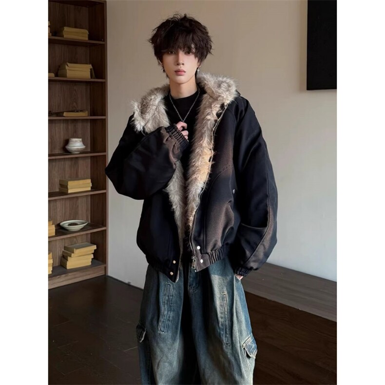 1506/Q10810/P89毛领座山雕外套男款冬装连帽美式复古保暖棉衣，男装棉衣，星座1506