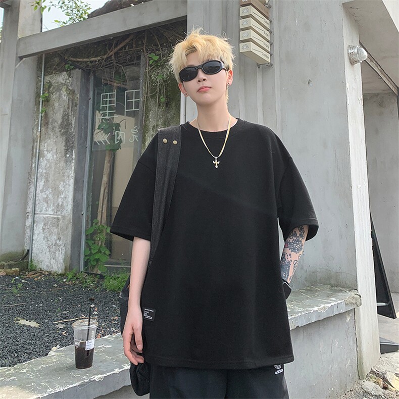 网红港风大码复古纯棉圆领短袖T恤男潮流XZ213-T072-P55控78,男装T恤,星座213
