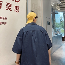 衬衫男夏季新款潮牌短袖宽松衬衣港风痞帅百搭学生上衣S2011-P28，男装T恤，星座1008-2