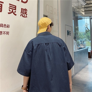 衬衫男夏季新款潮牌短袖宽松衬衣港风痞帅百搭学生上衣S2011-P28图片