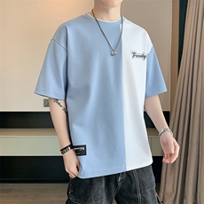 冰氧仿棉短袖店主风夏季休闲百搭撞色拼接男上衣TC3155-P23控48，男装T恤，星座717