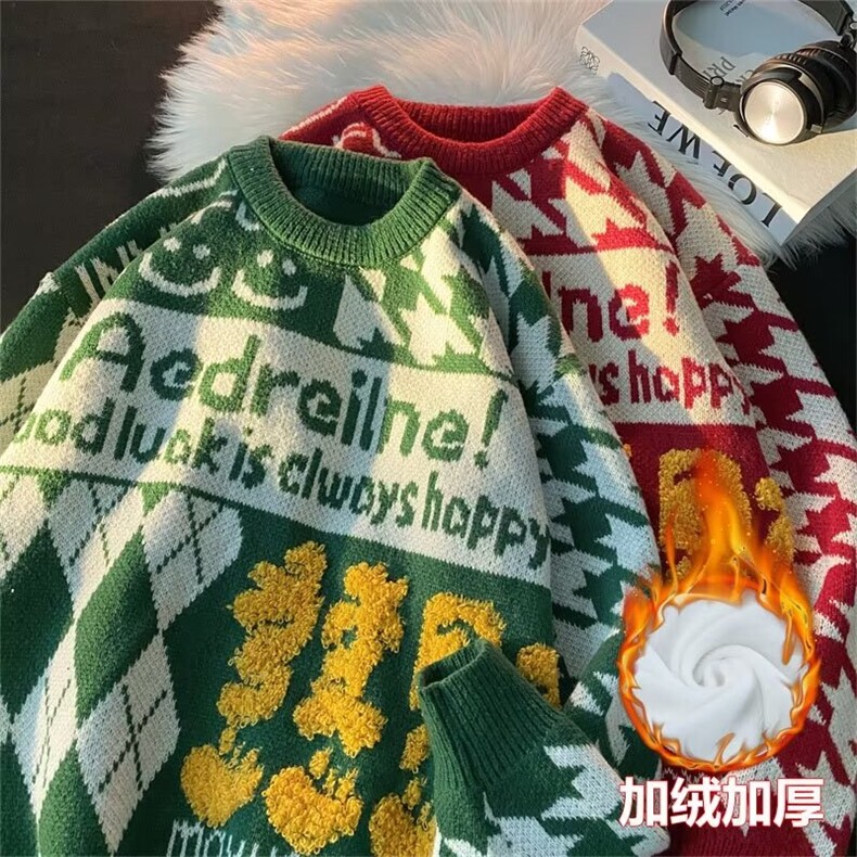 鹿毛绒加绒加厚毛衣男慵懒风休闲针织衫YM29P60,男装针织衫/毛衣,星座1116-2