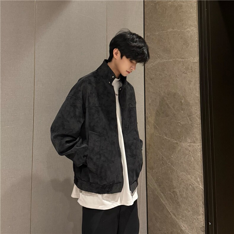 网图春秋扎染PU皮美式复古立领皮衣夹克宽松百搭情侣外套特P70，男装皮衣，星座417-3