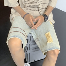 夏季薄款破洞牛仔短裤男潮牌美式宽松休闲系统五分裤，男装牛仔裤，星座410-6（原星座1304-1）