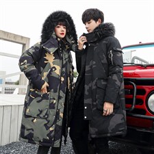 新款连帽时尚情侣大码中长款外套学生白鸭绒羽绒服图片