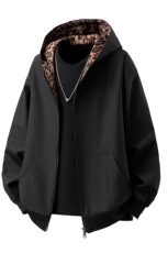 可二开豹纹元素大码M-5XL连帽夹克男聚酯纤维JK78091P69控108，男装夹克，星座227-7