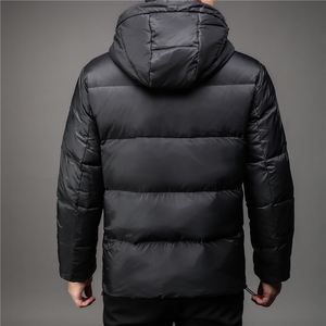 冬季羽绒服男青年短款加厚保暖时尚潮流简约白鸭绒连帽外套潮服图片