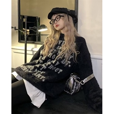 潮貂毛字母毛衣印花毛衣女秋冬季街头ins宽松针织衫上衣M2343，男装针织衫/毛衣，星座1116A（原606A-3）