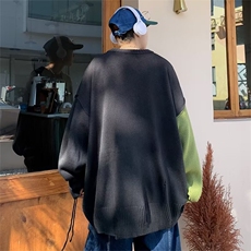 秋冬宽松美式复古潮牌男女针织衫设计感小众学生套头毛衣9112-p48，男装针织衫/毛衣，星座1008-1