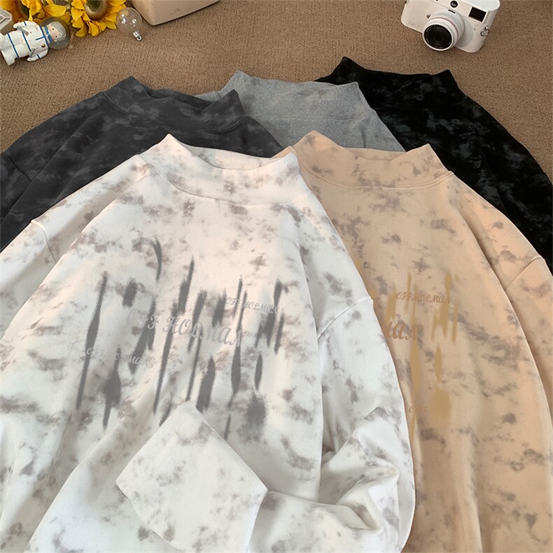 260克重磅扎染德绒半高领打底衫【有货】C403A-DR25392ZR-P25,男装T恤,电商C403A