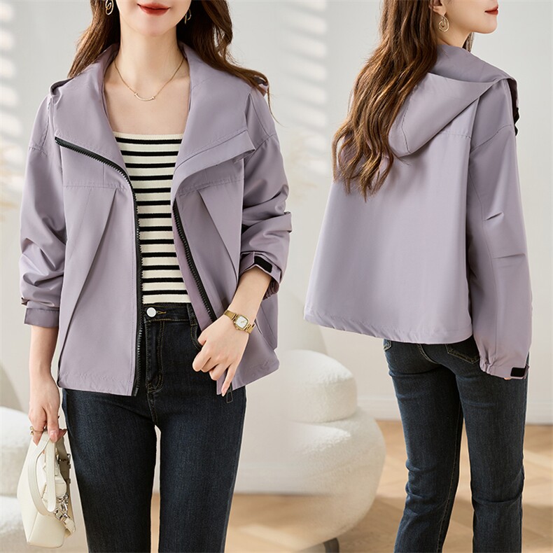 现货！紫色冲锋衣外套女时尚显瘦小个子户外上衣，女装短外套，今喜