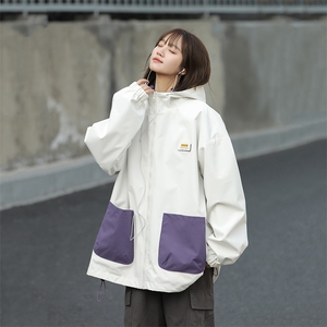 春季新款美式山系双面穿连帽冲锋衣情侣潮流夹克外套JK7902-特P80图片
