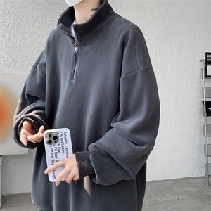 M-8XL秋冬半拉链卫衣摇粒绒大码学生复古外套立领上衣WY5105/P58图片