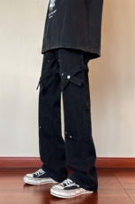 B221美式ins高街小众个性铆钉牛仔裤子LK22070-P60控78，男装牛仔裤，电商B221