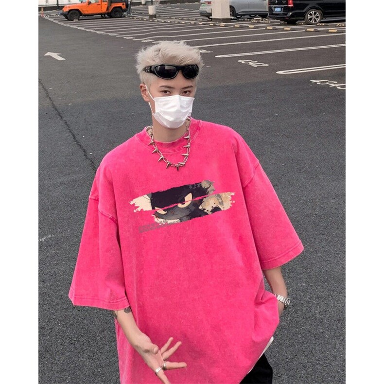 潮牌宽松短袖t恤蜡染美式复古高街水洗做旧517A-2-SX301-P38,男装T恤,星座517A-2