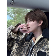 【有货】炸街豹纹牛仔夹克破洞补丁拉链外套JK29特P77，男装夹克，星座908-1