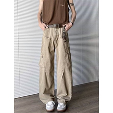 美式复古工装裤男女2025夏新款宽松阔腿休闲拖地裤子潮K6405-P60，男装工装外套，星座412-2