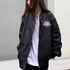 美式复古蜘蛛棒球服外套男女春秋季潮牌飞行员夹克宽松常规情侣，男装夹克，星座506A