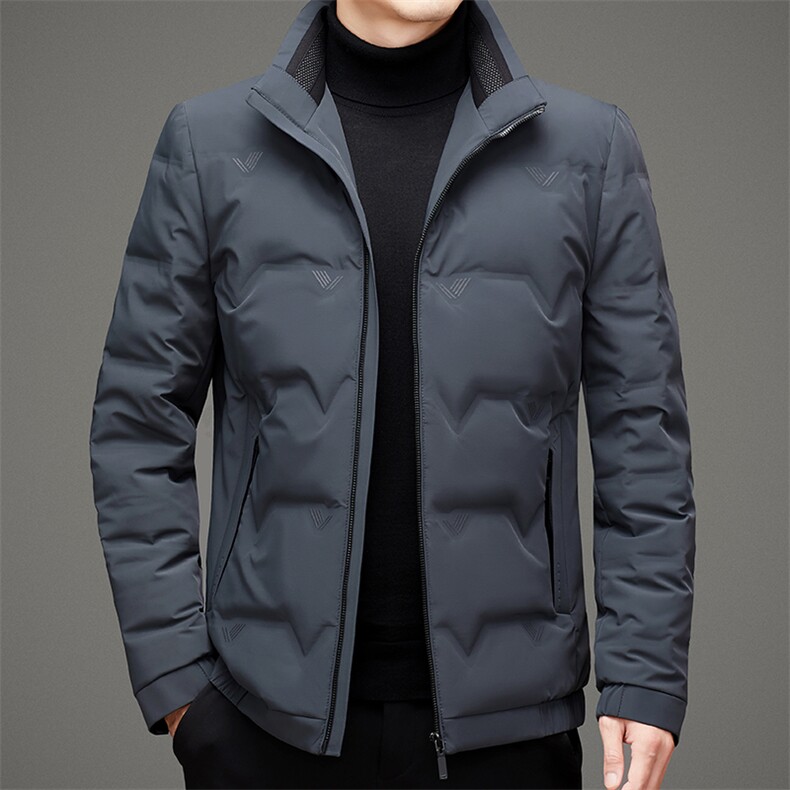 高端中老年80白鹅绒羽绒服夹克冬季新款男潮牌加厚立领羽绒服外套,男装羽绒服,钱塘723