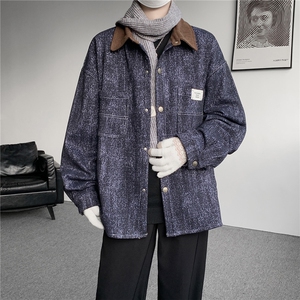 现货JK1165-特P65 撞色秋冬美式宽松上衣休闲夹克大码外套图片