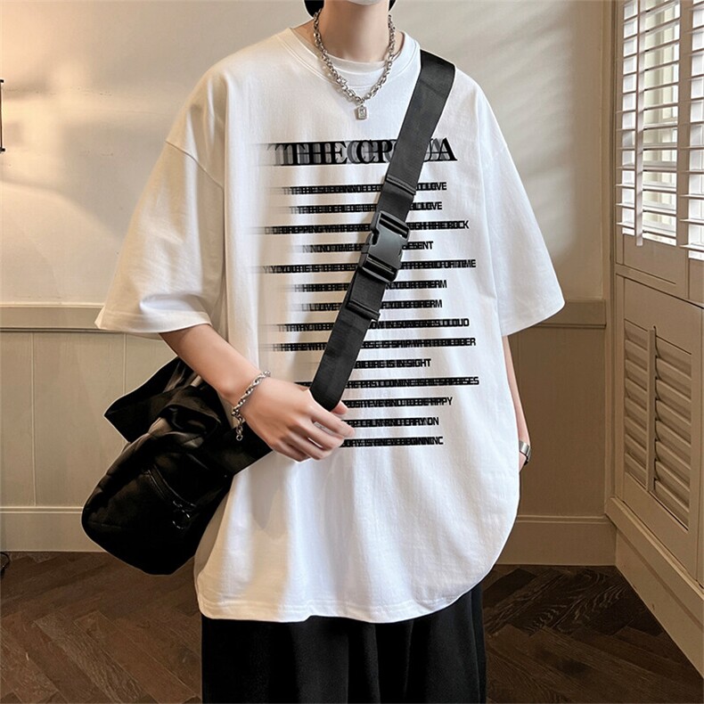 抖音得物二开现货供应220克夏装重磅美式高街宽松短袖t恤MT95,男装T恤,电商A486-1