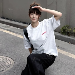 万针全刺绣工艺抖音得物高品质260克重磅纯棉双纱美式高街短袖T恤图片