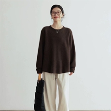 时尚百搭女士羊毛衫简约纯色修身圆领毛衣舒适保暖秋冬必备，女装羊毛衫，泰沅羊绒